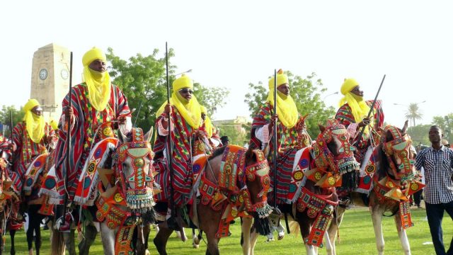 Durbar festival horse riders in ceremonial dress